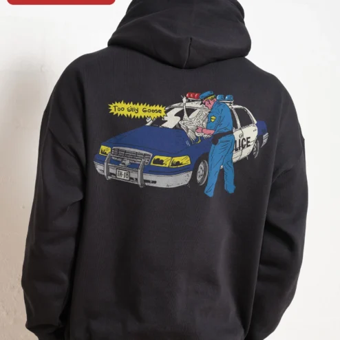 Customer in Chicago, Illinois wearing Too Silly Goose Hoodie Funny Comic Style Sweatshirt Gift for Men Women