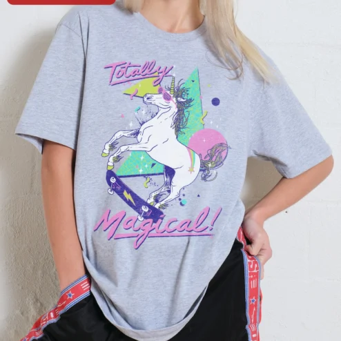 Totally Magical! Unicorn Skateboard Tee Retro Vaporwave Fantasy Shirt for Kids Teens