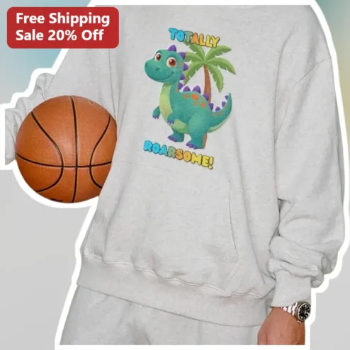 Totally Roarsome Cute Dinosaur Sweatshirt Kids Toddler Boy Gift Crew Neck
