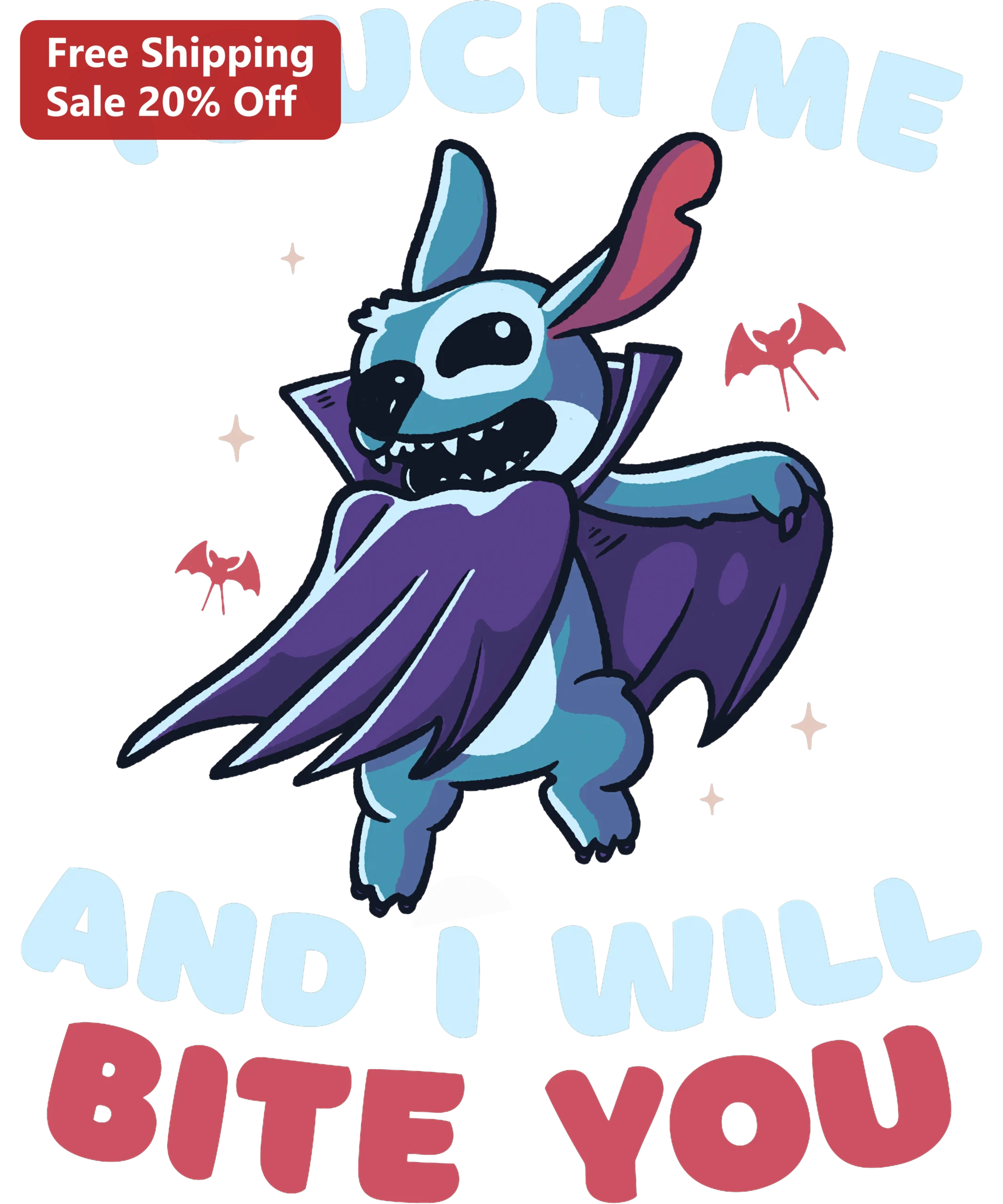 Touch Me And I Will Bite You Stitch Vampire Halloween Graphic Tee