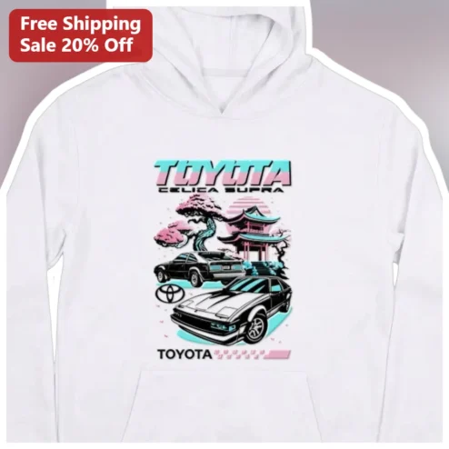 Toyota Celica Supra Vaporwave JDM Hoodie Retro Synthwave Car Gift available at our Chicago, Illinois warehouse