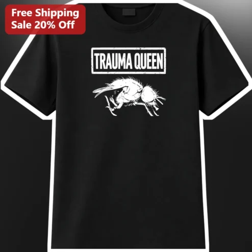 Trauma Queen Distressed Grunge Aesthetic Tee Dark Humor Edgy Graphic Shirt for Women Men
