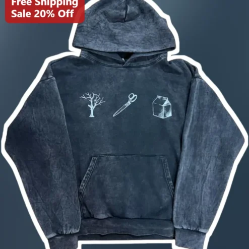 Tree Scissors Milk Carton Hoodie Ethel Cain Inspired Acid Wash Pullover