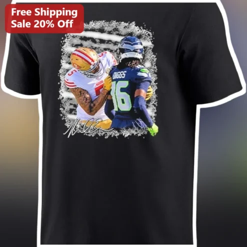 Trevon Diggs Tee NFL Football Action Graphic Short Sleeve Shirt for Seattle Seahawks Fans