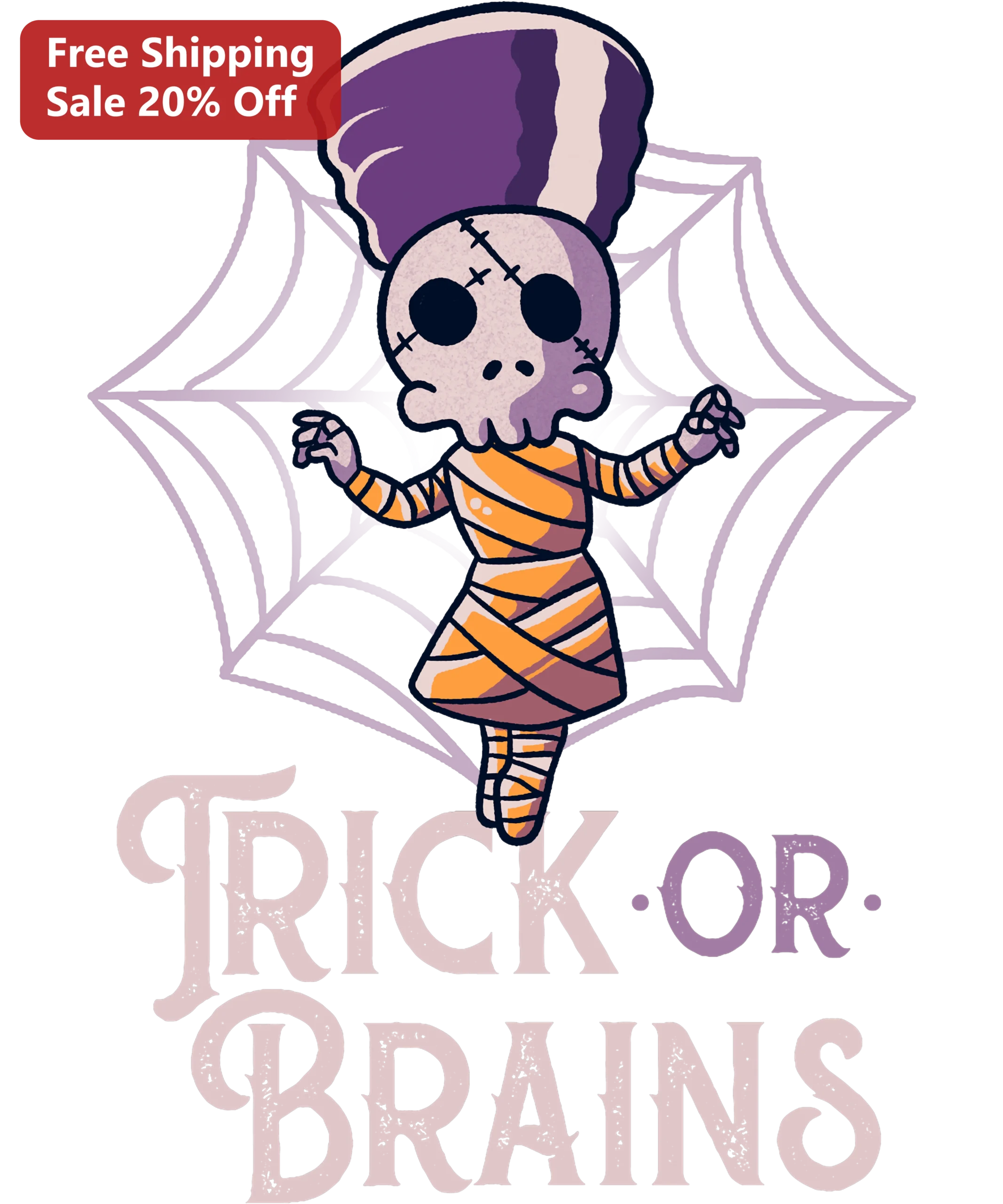 Trick or Brains Funny Cute Spooky Halloween Tee for Women Men Gift