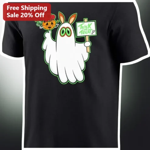 Trick or Treat Cute Ghost Bunny Ears Halloween Tee for Women Men