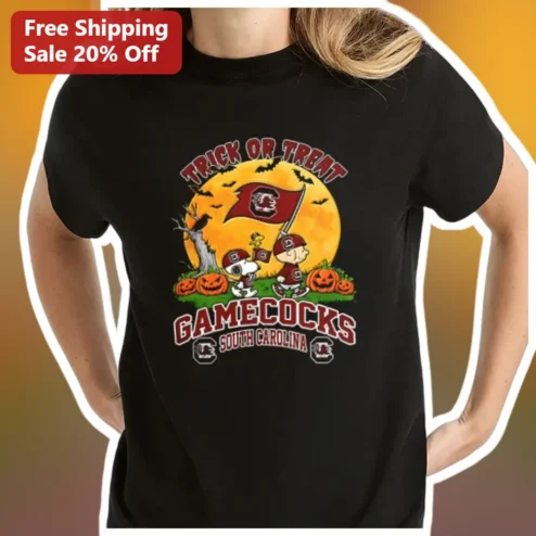 Trick or Treat Gamecocks South Carolina Snoopy Halloween Tee
