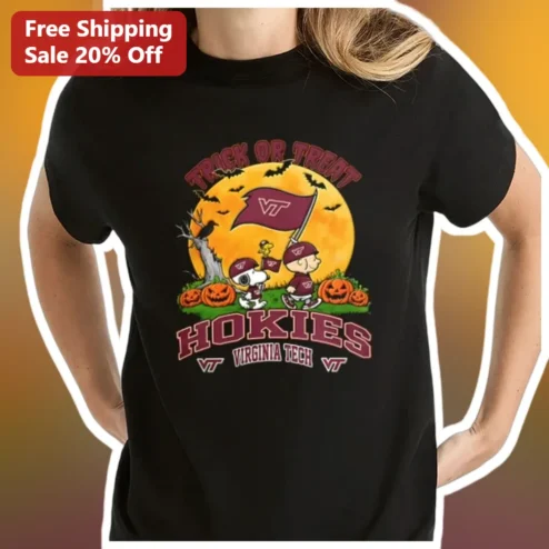 Trick or Treat Hokies Virginia Tech Snoopy Halloween Tee