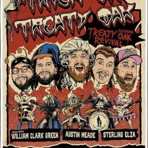 Trick or Treaty Poster Vintage Halloween Gig Art Print Country Rock Band Decor