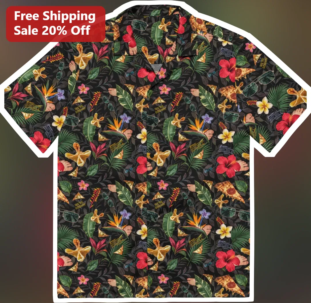 Tropical Hibiscus Collage Shirt Tee Black Floral Hawaiian Print Unisex