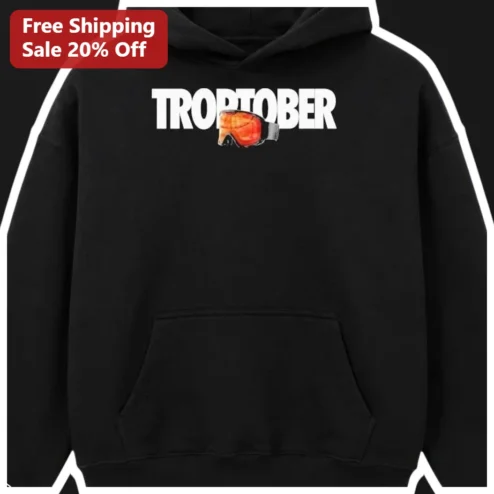 TROPTOBER Hoodie Funny Travel Lover Gift Tropical Vacation Ski Goggles Design for Men Women