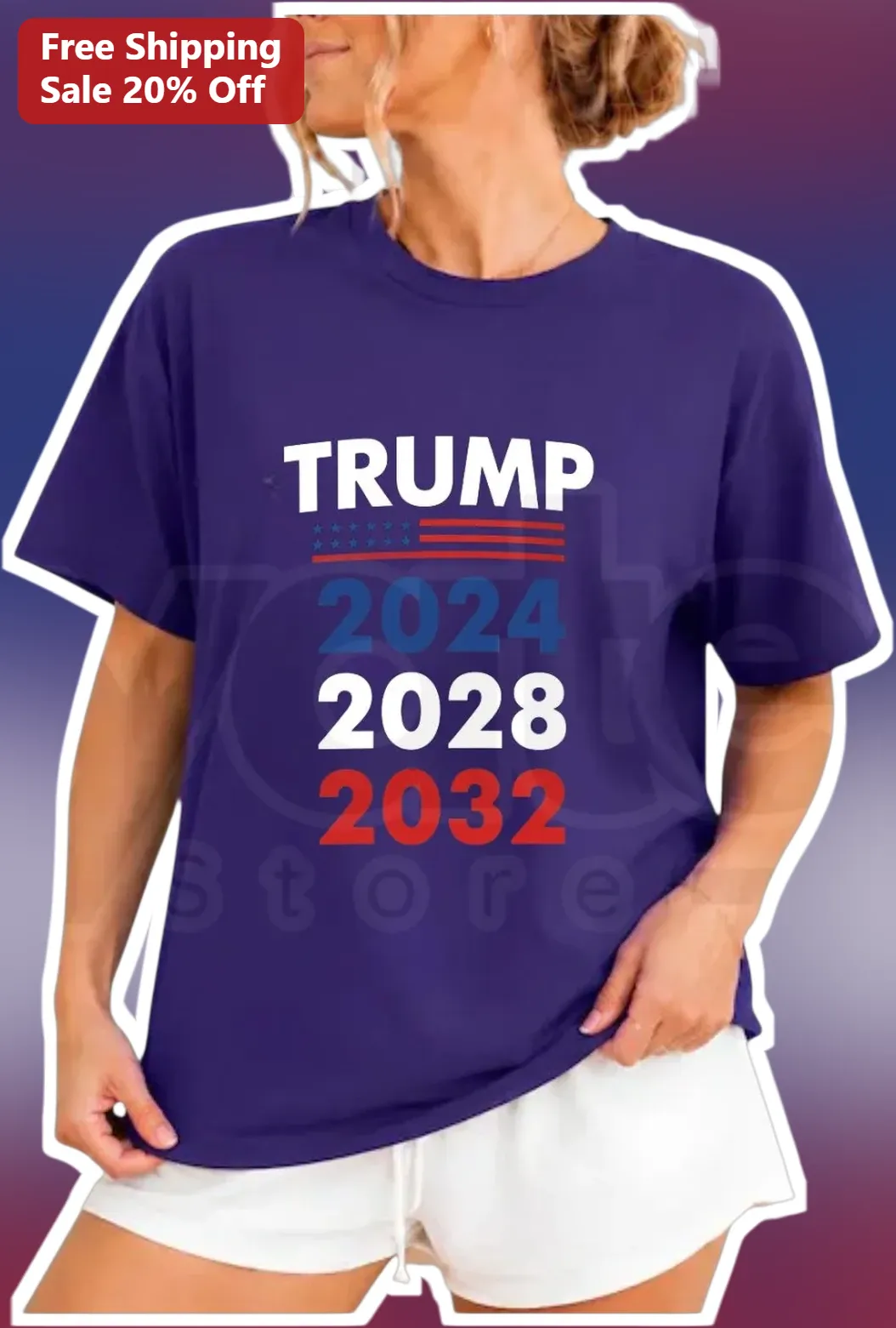 Trump 2024 2028 2032 Tee Donald Trump Third Term Political Graphic Shirt