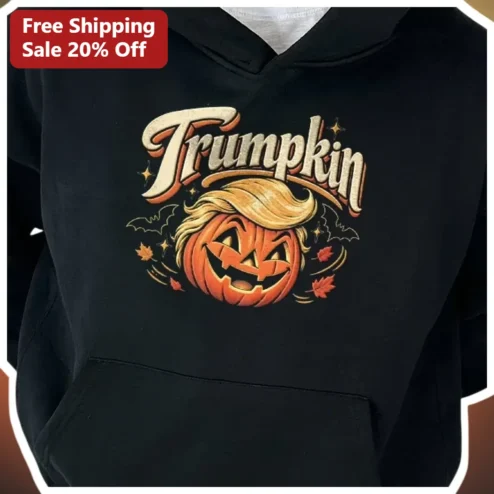 Trumpkin Hoodie Donald Trump Halloween Pumpkin Jack-o'-Lantern Graphic Sweatshirt Political Satire Costume Gift