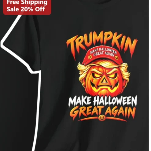 Trumpkin Make Halloween Great Again Graphic Tee Donald Trump Pumpkin Political Satire Shirt