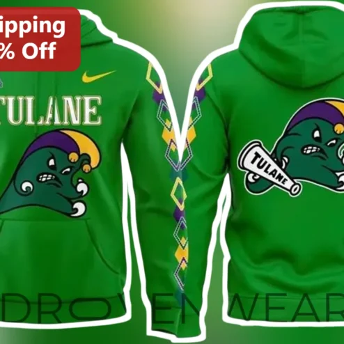 Tulane Green Wave University Logo Pullover Hoodie Collegiate Spirit Wear for Men Women