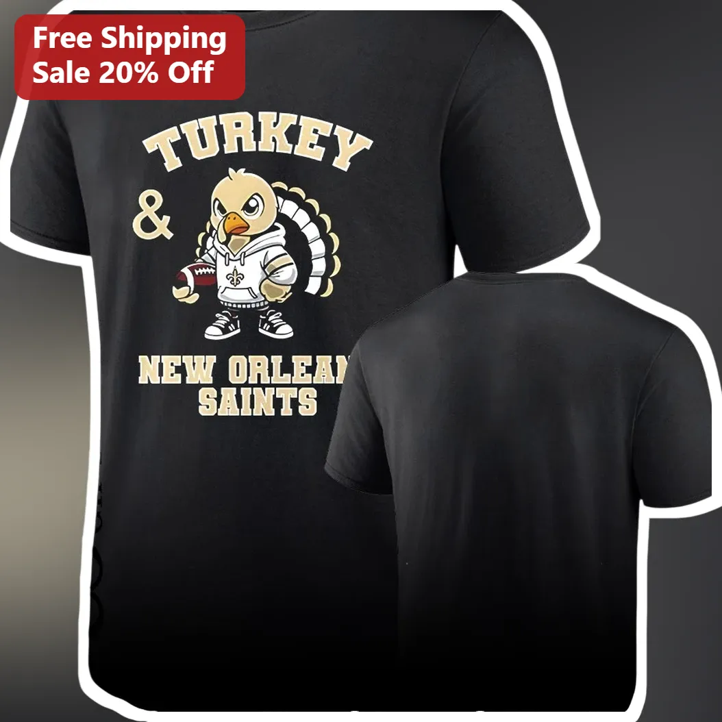 Turkey and the Wolf New Orleans Saints Tee Thanksgiving Football Gift for Men Women