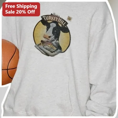 Turkey Hill Vintage Cow Reading Newspaper Crewneck Sweatshirt