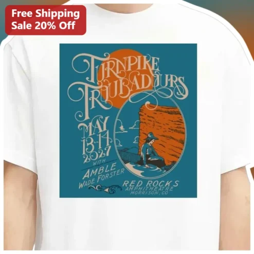 Turnpike Troubadours Vintage Concert Poster Tee Red Rocks Americana Country Music Gift