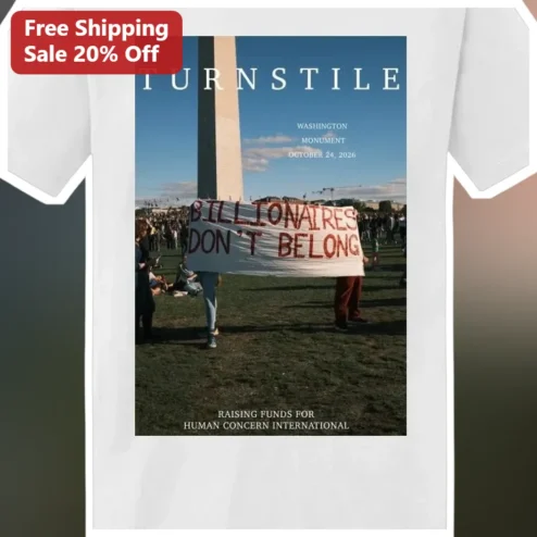 Turnstile Billionaires Don't Belong Graphic Tee Hardcore Punk Band Merch available at our Chicago, Illinois warehouse