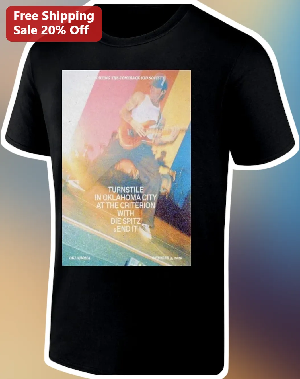 Turnstile Oklahoma City The Criterion Die Spitz End It Vintage Concert Poster Graphic Tee