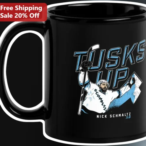 TUSKS UP Mug Nick Schmaltz Arizona Coyotes NHL Hockey Fan Gift Black Ceramic