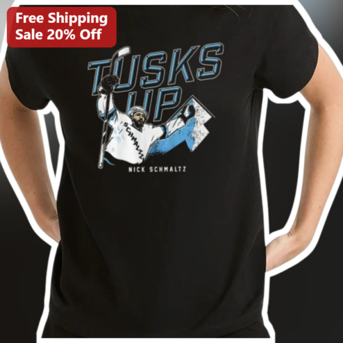 TUSKS UP Nick Schmaltz Graphic Tee Hockey Fan Apparel Black Cotton Shirt