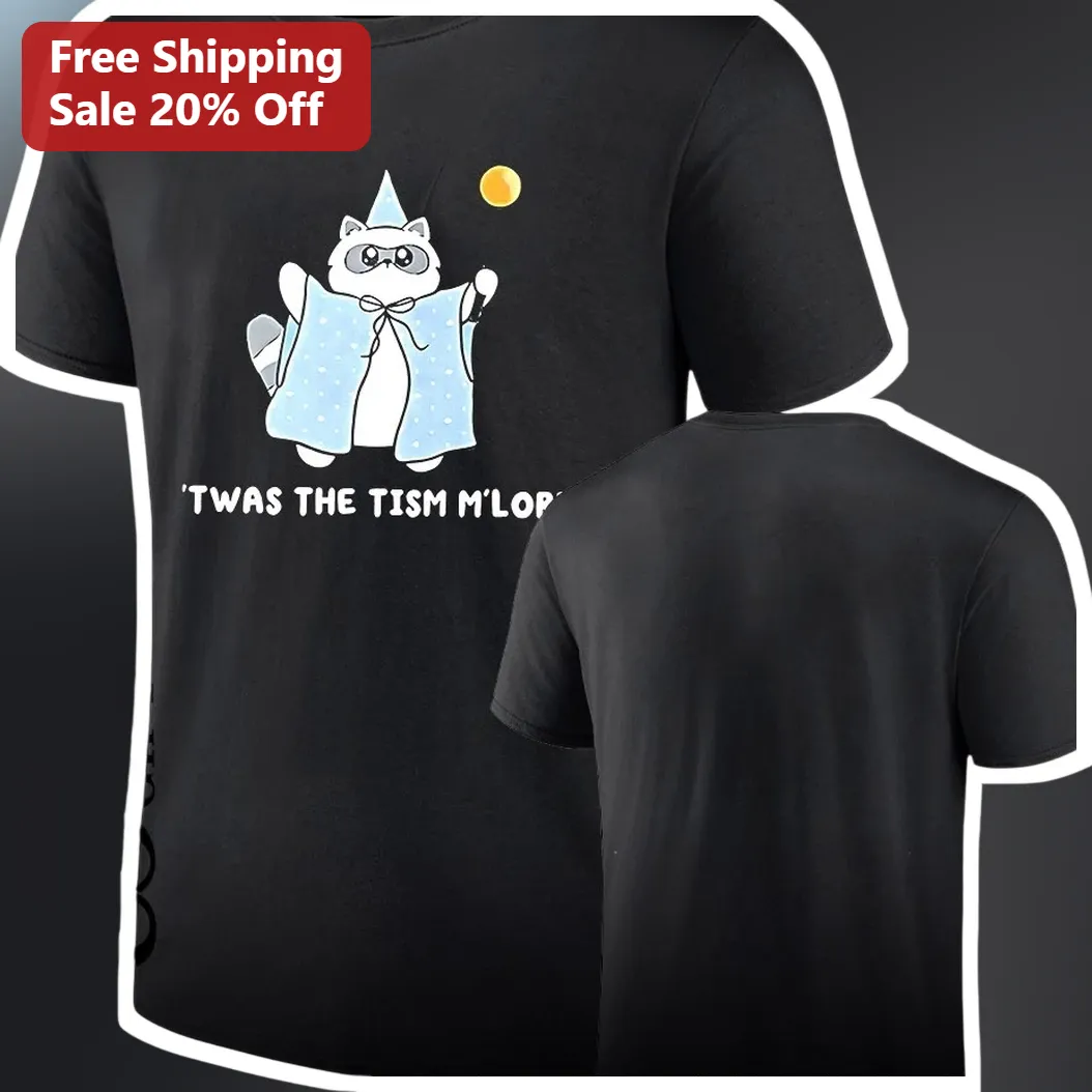 Twas The Tism M Lord Tee Funny Medieval Raccoon Wizard Gift for Gamers