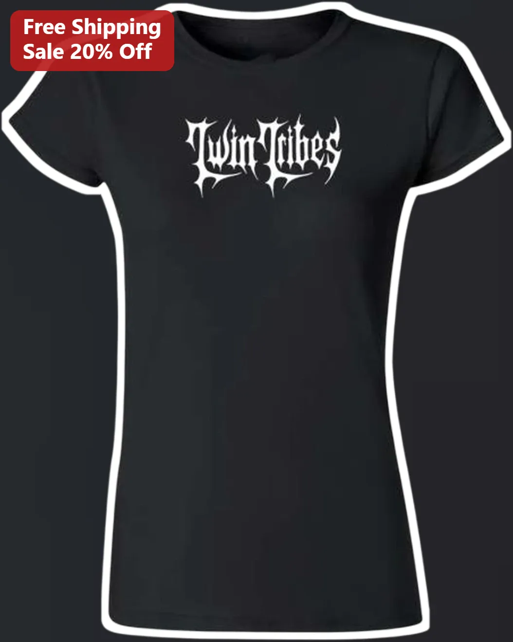 Twin Tribes Tee Gothic Metal Band Logo Graphic T-Shirt for Women