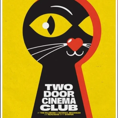 Two Door Cinema Club Poster Retro Indie Rock Band Art Print Keyhole Cat Design Wall Decor