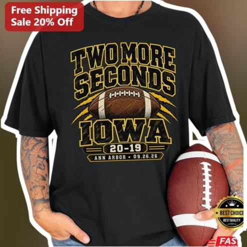 Two More Seconds Iowa Hawkeyes Vintage Football Tee Big Ten College Fan Shirt