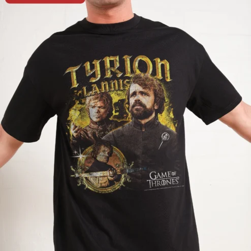 Tyrion Lannister Game of Thrones Tee The Imp Peter Dinklage Vintage Graphic Shirt for Fantasy Fans on a hanger, ready to ship from Chicago, Illinois