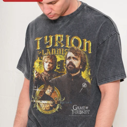Customer in Chicago, Illinois wearing Tyrion Lannister Game of Thrones Tee The Imp Vintage Acid Wash Graphic Shirt