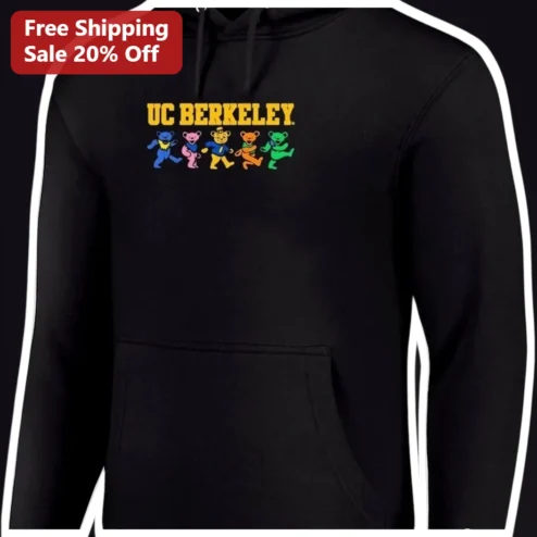 UC Berkeley Golden Bears Hoodie Retro Grateful Dead Style Bear Mascot Pullover for Students Alumni Fans