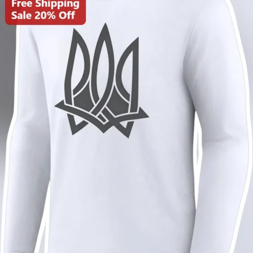 Ukraine Trident Emblem Long Sleeve Tee Tryzub National Coat of Arms Shirt