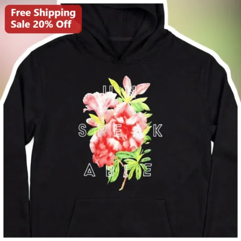 UN SPEAK ABLE Hoodie Women Floral Botanical Sweatshirt Vintage Typography Gift