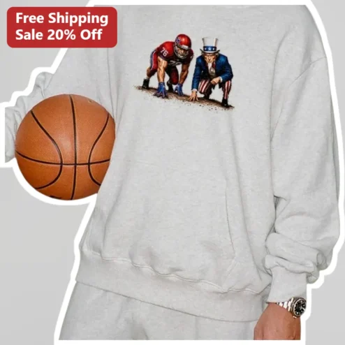 Uncle Sam Patriotic Football Sweatshirt Funny Gridiron Humor Crewneck for Men Women