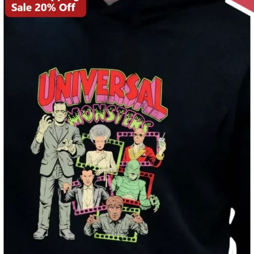 Universal Monsters Hoodie Classic Horror Characters Frankenstein Dracula Mummy Wolfman Creature Vintage Halloween Apparel