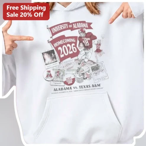 University of Alabama Homecoming 2026 Hoodie Alabama vs Texas A&M Vintage Crimson Tide Game Day Sweatshirt