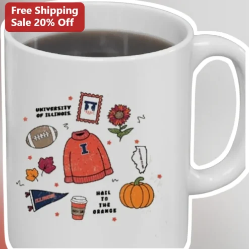 University of Illinois Hail to the Orange Mug Fighting Illini Alumni Gift Autumn Ceramic Coffee Cup