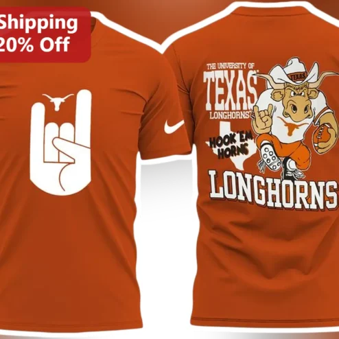 University of Texas Longhorns Hook 'Em Horns Bevo Mascot Graphic Tee