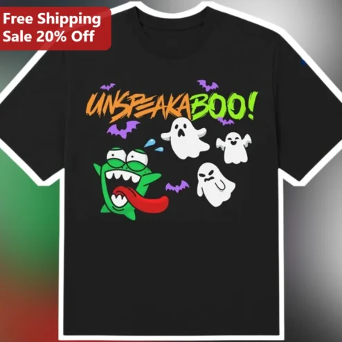 Unspeakaboo! Halloween Ghost Tee Kids Funny Spooky Graphic T-Shirt Gift for Boys Girls