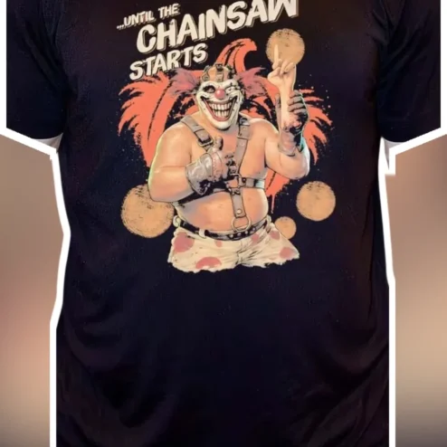 ...UNTIL THE CHAINSAW STARTS Horror Clown Graphic Tee for Men Women