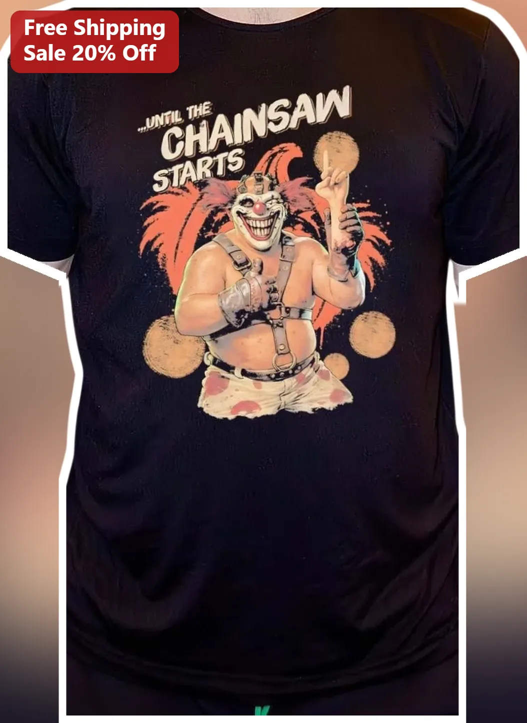 ...UNTIL THE CHAINSAW STARTS Horror Clown Graphic Tee for Men Women