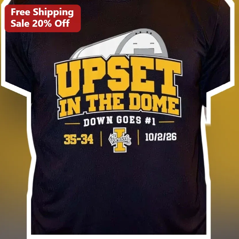 Upset In The Dome Down Goes #1 Idaho Vandals Retro College Football Graphic Tee