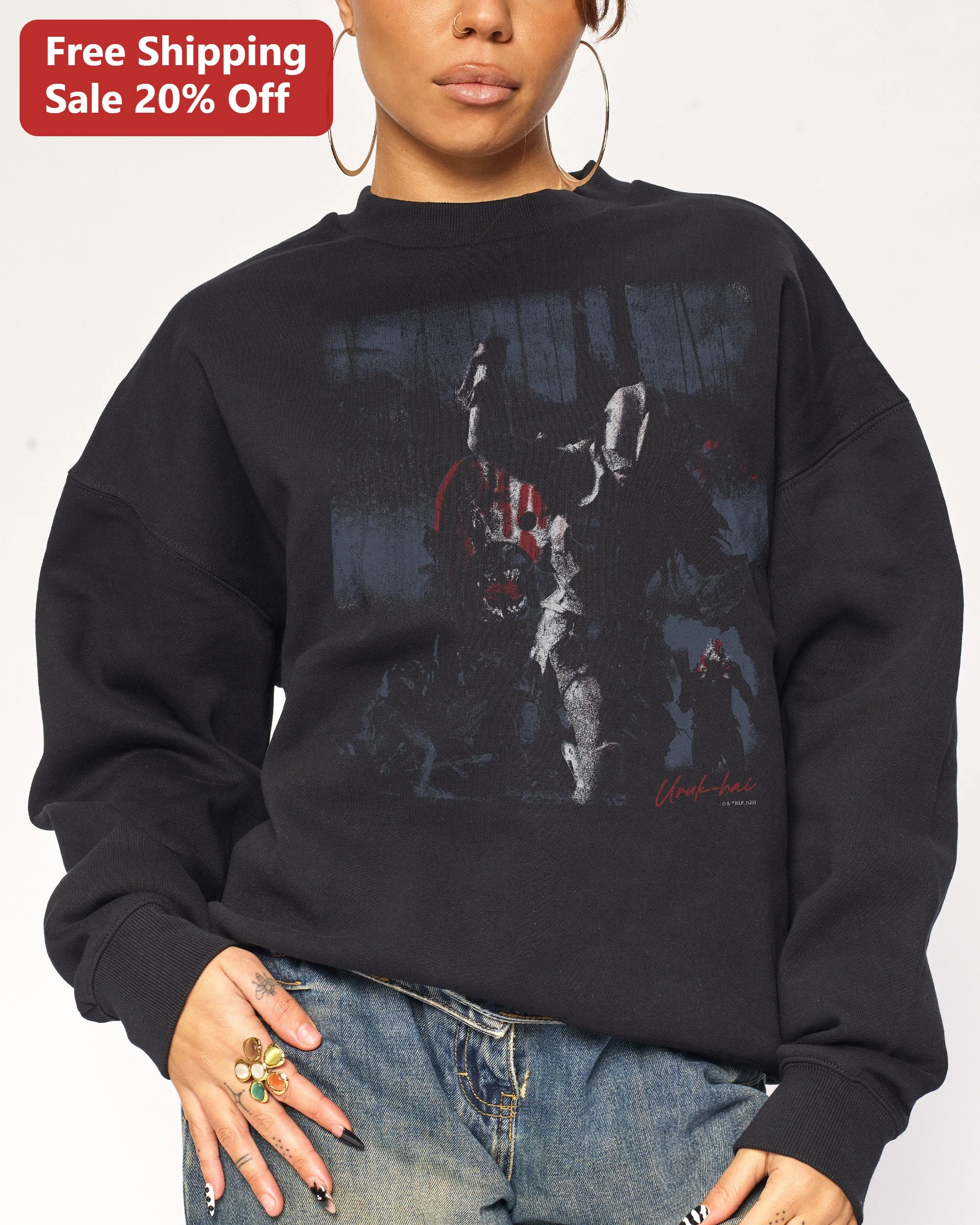 Uruk-hai Lord of the Rings Sweatshirt Distressed Isengard Warrior Crewneck for Men Women