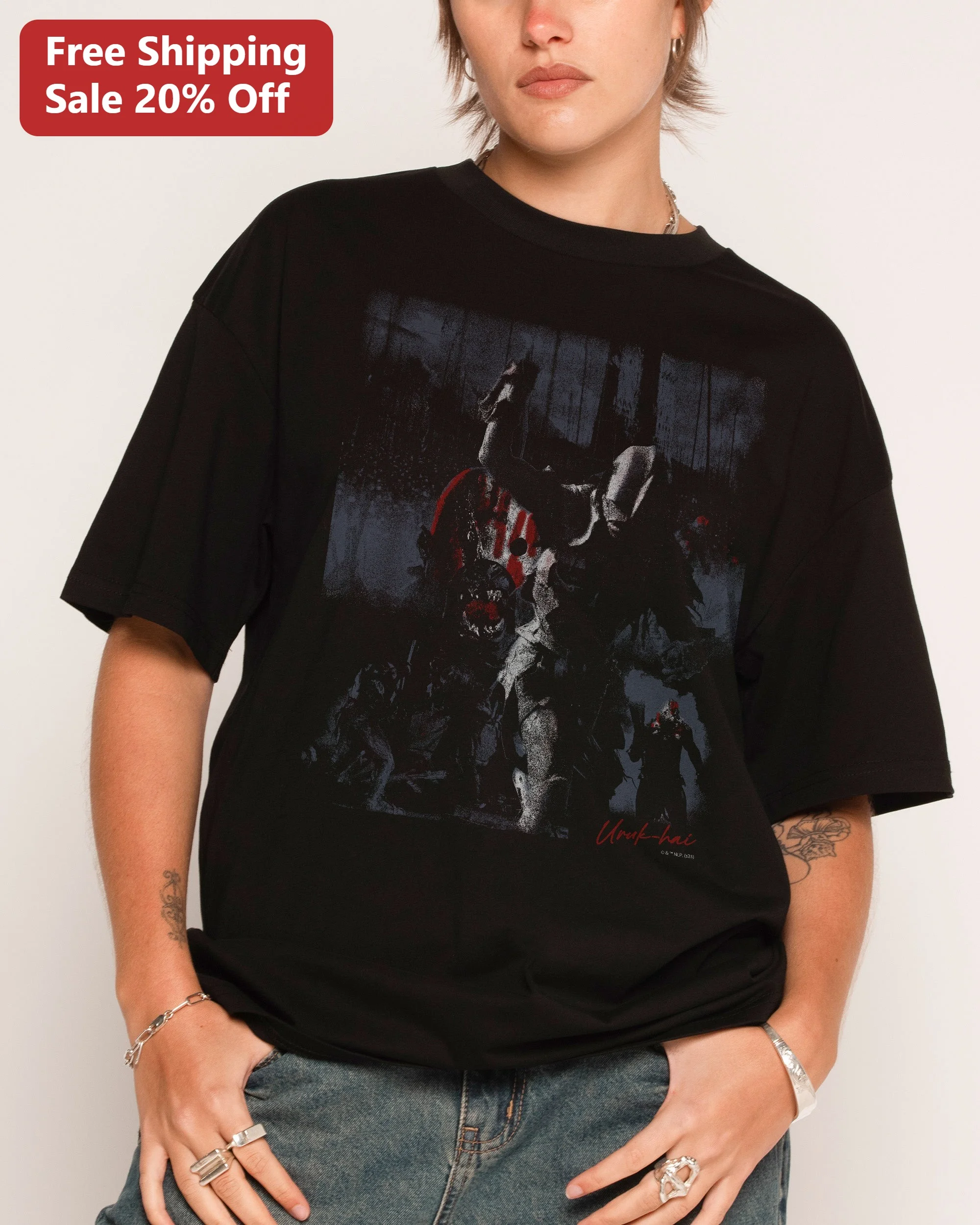 Uruk-hai Tee Lord of the Rings Graphic T-Shirt Dark Fantasy Warrior Design