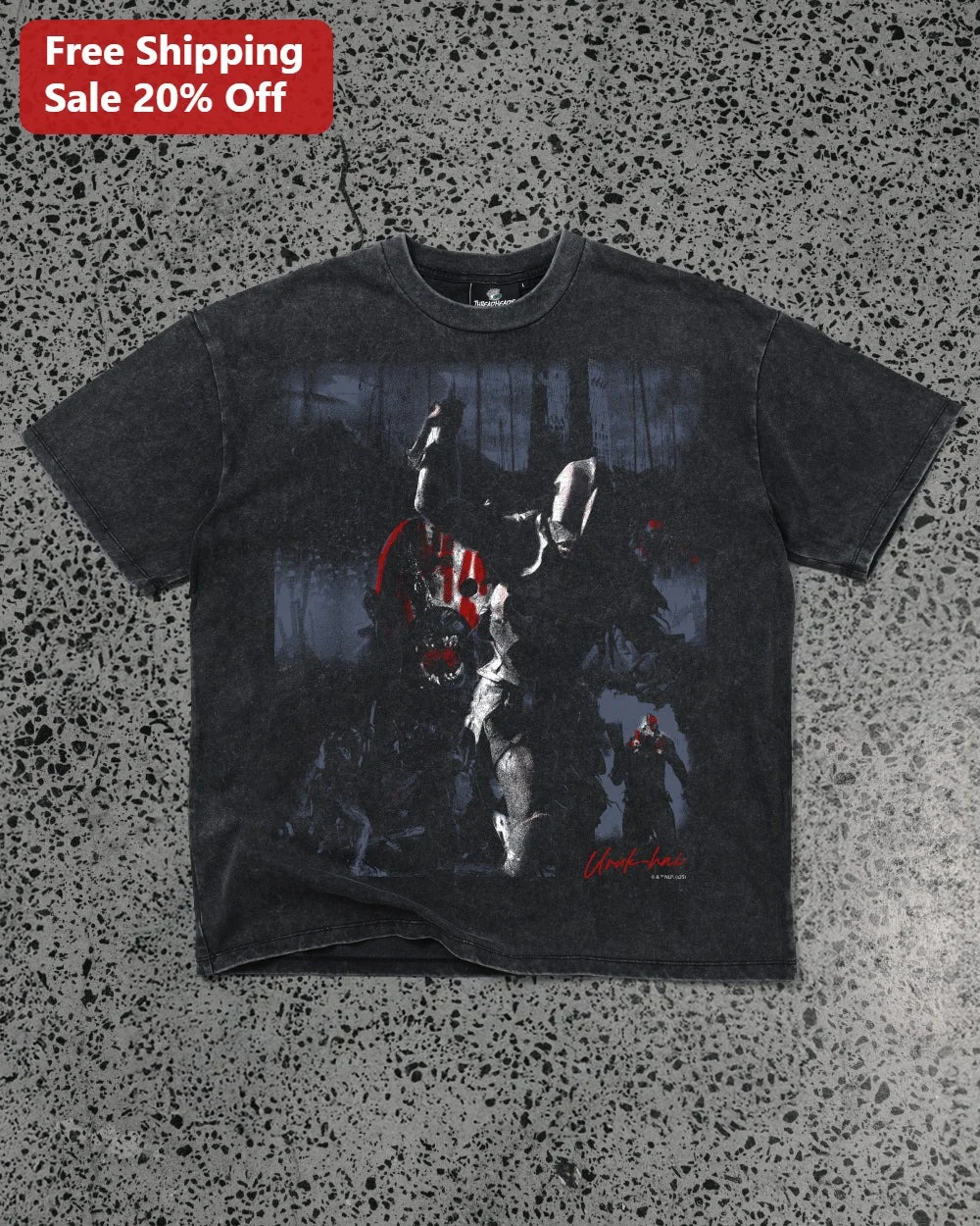 Uruk-hai Warrior Graphic Tee Lord of the Rings Fantasy Distressed Black Shirt for Men