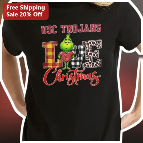 USC Trojans Love Christmas Tee The Grinch Holiday Graphic Shirt for Fans