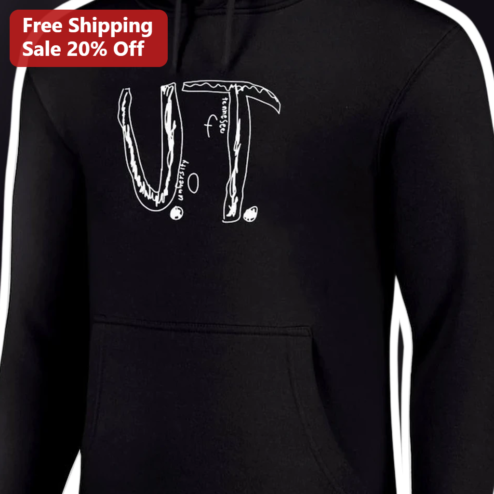 UT Hoodie Black Grunge Sketch Style University of Texas Graphic Sweatshirt for Men Women Students