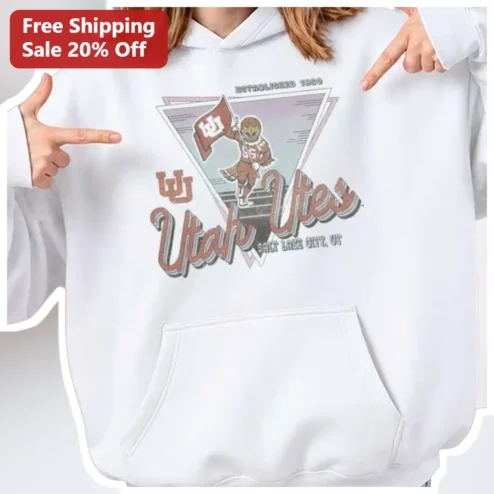 Utah Utes Established 1950 Salt Lake City Retro Swoop Mascot Pullover Hoodie